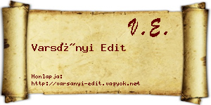 Varsányi Edit névjegykártya
